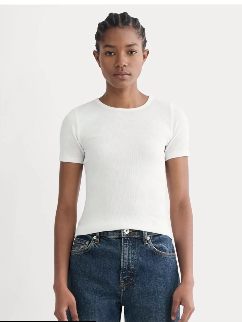 Everlane Luxe Rib Crew Tee in White